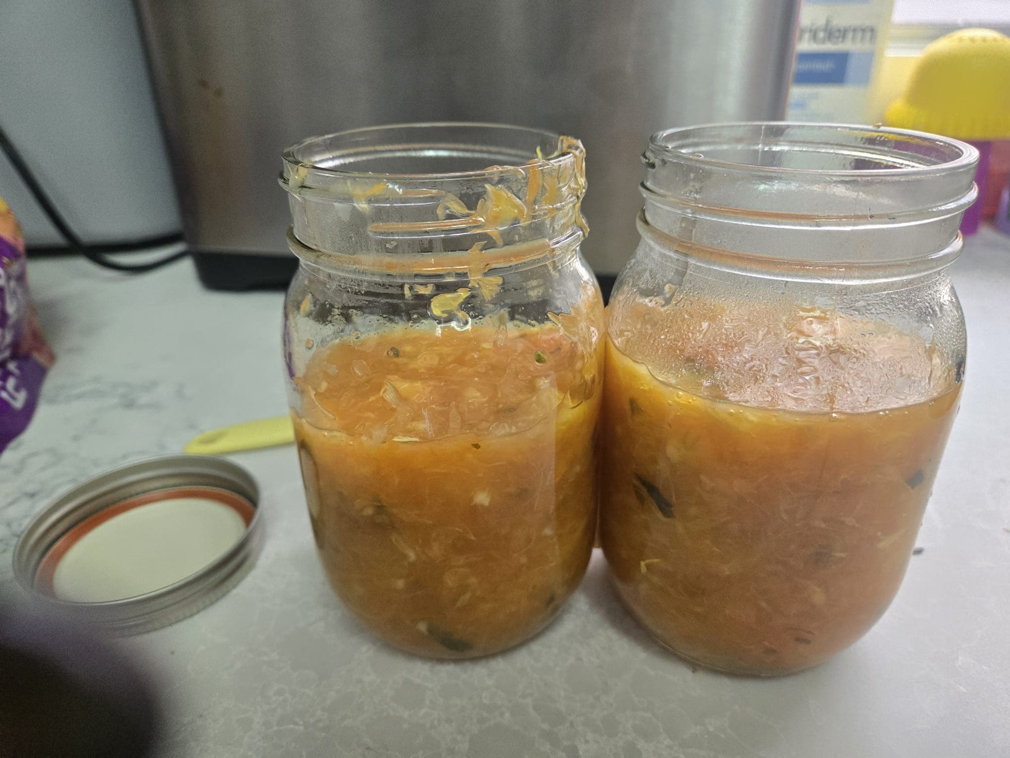 Jam jars on counter
