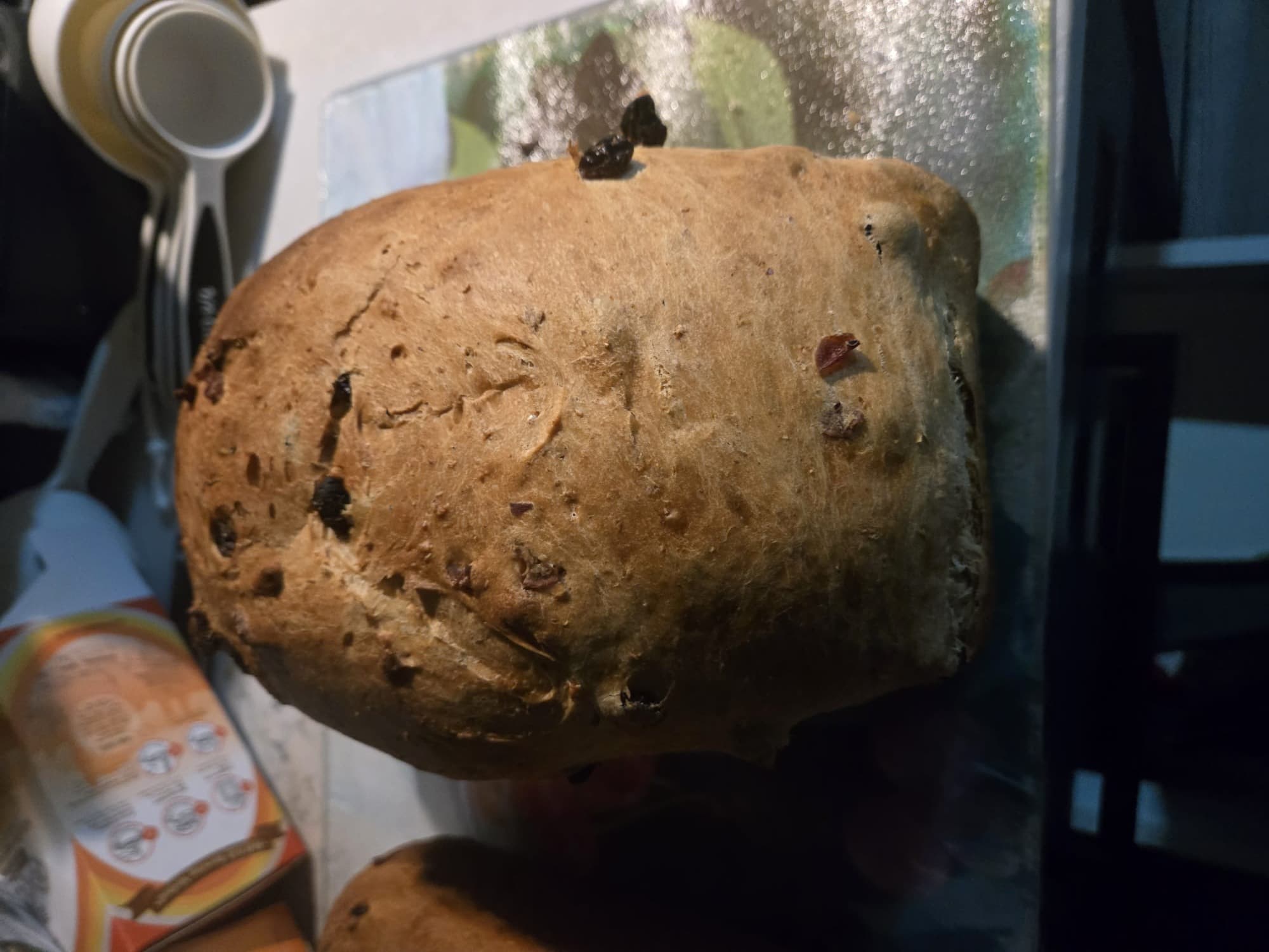 Raisin bread slice